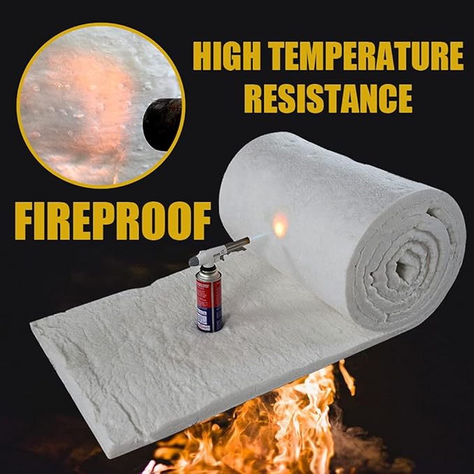24" x12"x1" (Thick) Ceramic Fiber Blanket Fireproof Insulation Baffle Rated to 2400F, High-Temperature Resistance for Oven Stoves, Kilns, Forges
