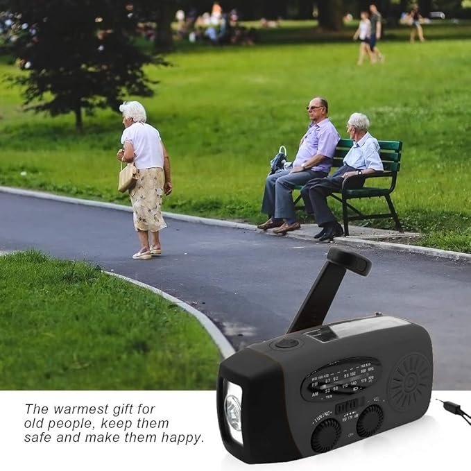 Portable Solar Emergency Weather Radio Hand Crank AM/FM NOAA Survival Radio with LED Flashlight 2000mAh Cellphone Charger for Smart Phone for Home Outdoor Camping Traveling Earthquake