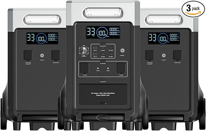 AFERIY 11520Wh Portable Power Station,P310 with 2 Extra Battery,120V 3600W Expandable Capacity LiFePO4 Battery Backup,Solar Generator for Home Use,Outdoor Camping,Power Outage,Camping,RV,Emergencies