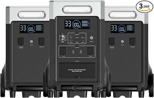 AFERIY 11520Wh Portable Power Station,P310 with 2 Extra Battery,120V 3600W Expandable Capacity LiFePO4 Battery Backup,Solar Generator for Home Use,Outdoor Camping,Power Outage,Camping,RV,Emergencies