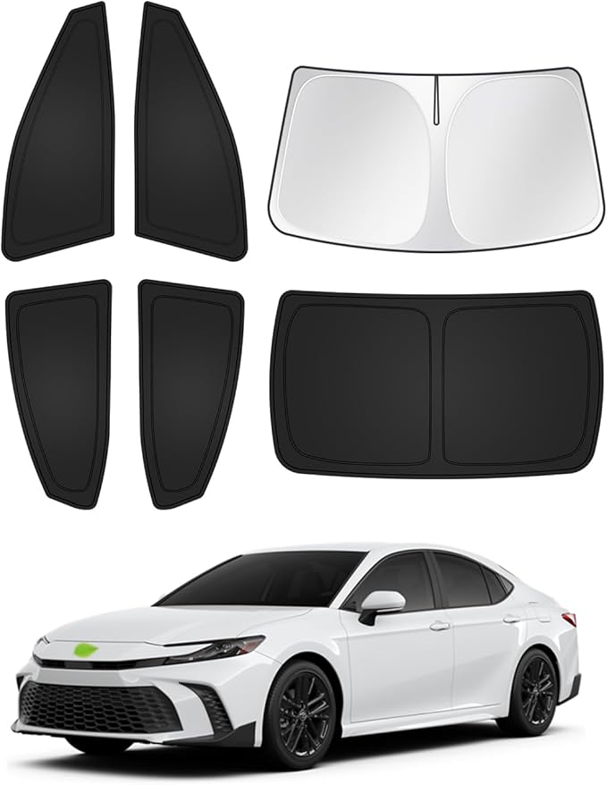 Canvcle Sunshades for 2025 2026 Toyota Camry Accessories Windshield Sun Shade Side Rear Window Shade Cover Sun Visor Shield Privacy Protection Keep Vehicle Cool Black 6PCS