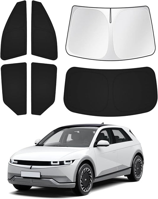 Canvcle Windshield Sun Shade for Hyundai Ioniq 5 2022-2025 2026 Ioniq 5 Accessories Sunshade Side Rear Window Shade Cover Sun Visor Shield Privacy Protection Keep Vehicle Cool Black 6PCS