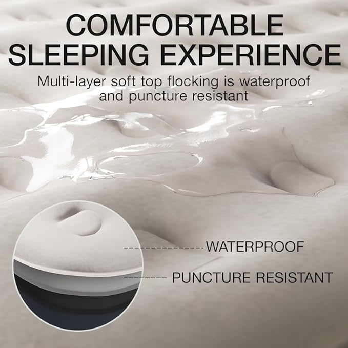 SENNOUL Air Mattress Queen with Built in Pump - Upgraded Blow Up Bed, 2 Mins Quick Self Inflatable, 13"/650lbs Max, Strong Support, All Night No Lost Air, for Camping,Home,Guests & Portable Travel