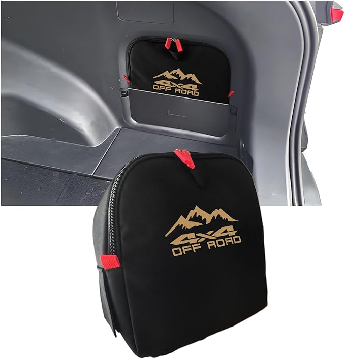 Trunk cubby storage bag Cargo side pocket compatible with Toyota RAV4 2019+ backpack organizer car trunk accessories (4x4Champagne Gold)