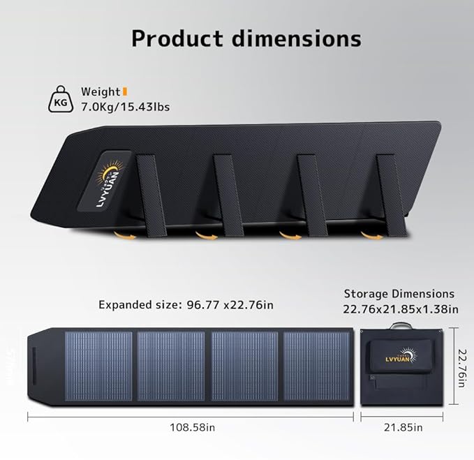 LVYUAN 200W Portable Solar Panel Foldable Solar Panel, Solar Cells 22.5% High Efficiency for Outdoor Adventures Power Station Camping RV Solar Generator