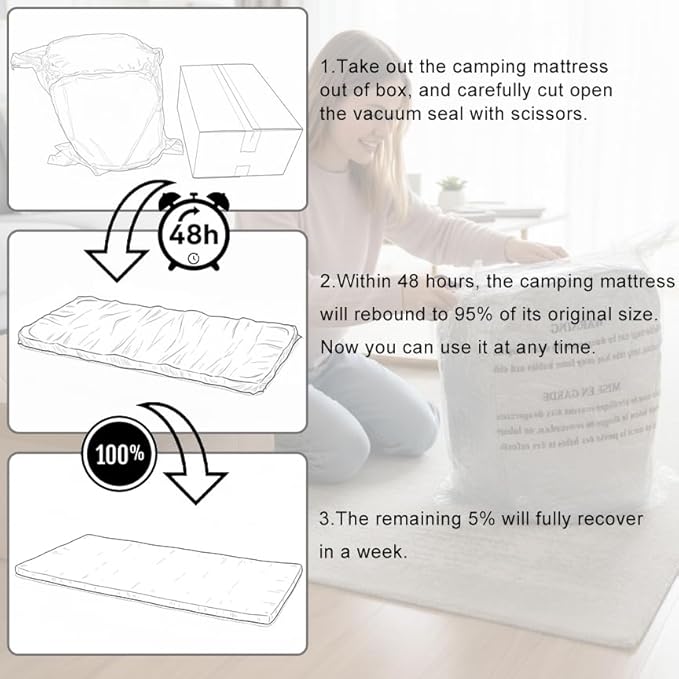 Roll Up Foam Camping Mattress - 30D High-Density Foam Sleeping Pad with Travel Bag - Portable Floor Mat for Tent, Car Camping & Guest Bed Cot