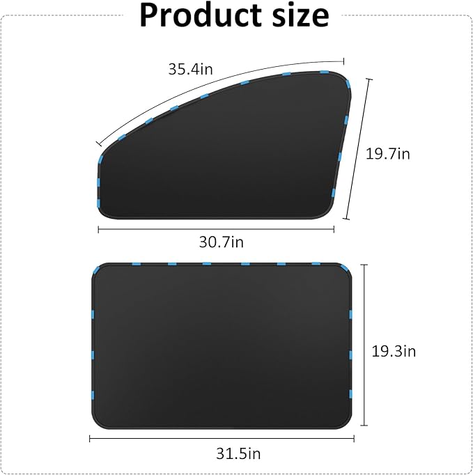 Car Curtains for Side Window - Thick Suede 4 Pcs Privacy Sun Shades Magnetic 100% Block Light Car Window Covers with Cooler Feeling (Ultra-Thick Suede, 4pcs)