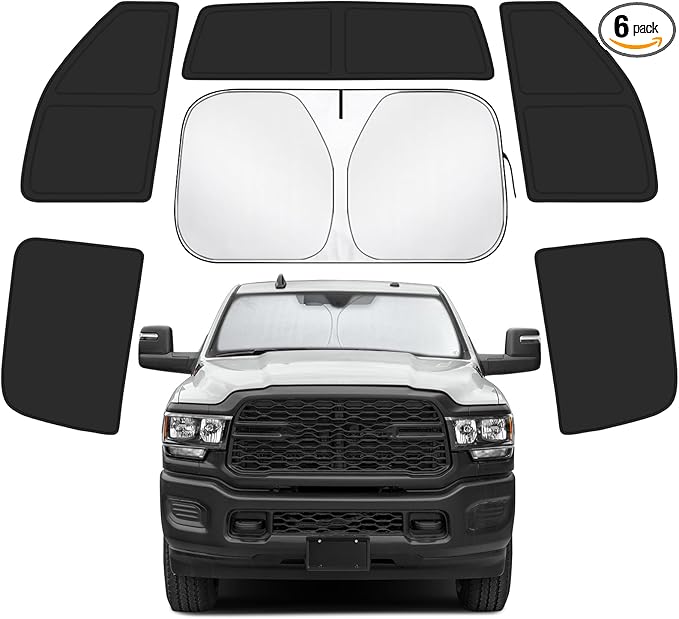 Car Window Shades Intended for Dodge RAM 2500 2016-2026, Privacy Window Covers 6PCS for Side, Rear & Windshield, Car Shield Sunshade for Privacy Protection, Heat Blocking, Camping and Parking