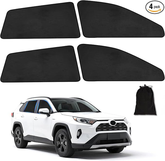 ZATOOTO Car Window Shades for Toyota RAV4 2019-2024, Custom Fit Suede Car Window Covers for 100% UV & Privacy Protection, Heat Insulation, 4 Packs Side Window Sun Shade for Family Travel, Baby, Pets