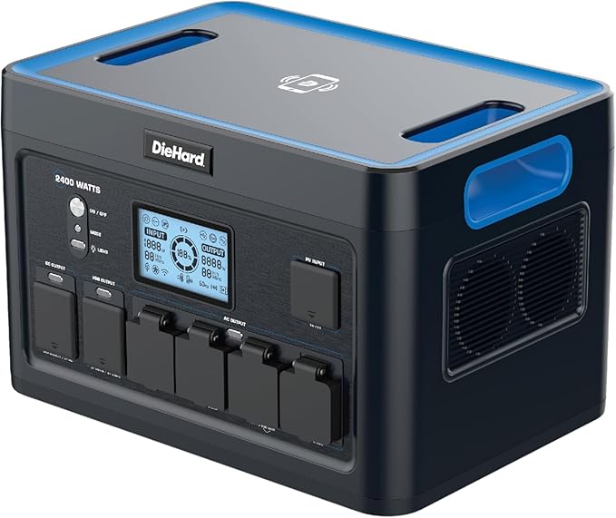 DieHard Portable Power Station 2400-Watt (4800-Watt Peak) 2048Wh with 400W Solar Panel - Quiet Solar Generator, for Home Backup, Weather, Outdoor Recreation, Jobsite and More