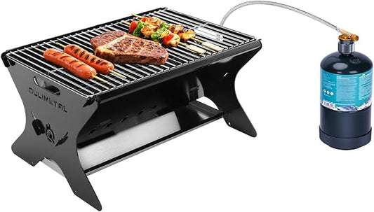 QuliMetal Portable Camping Grill – Foldable Charcoal/Gas Grill with Carry Bag | Heavy-Duty Backpacking BBQ & Fire Pit Grill for Outdoor Cooking, Camping, Tailgating, Patio & Backyard