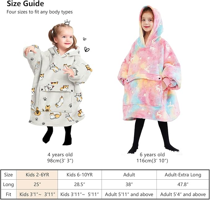 KFUBUO Wearable Blanket Hoodie for Kids Toddlers Sherpa Blanket Sweatshirt With Pocket Cute Hoodies 2-6 Year Old Girl Birthday Gifts Strawberry