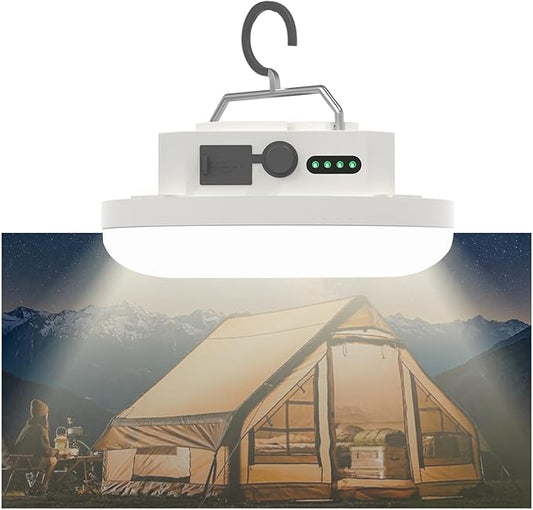 Tent Light – 4 Lighting Modes, 24-Hour Runtime, IPX5 Waterproof, Drop-Resistant,Super Bright Rechargeable LED Camping Lantern with Magnetic Base & Foldable Hook for Glamping & Outdoor Use