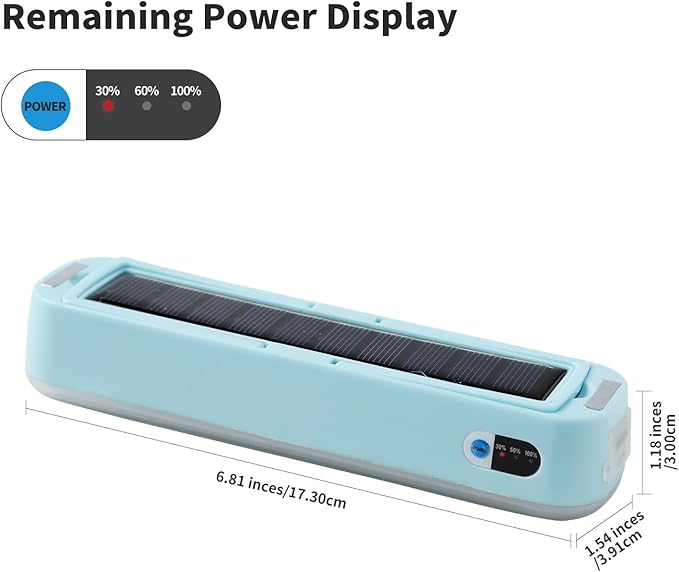 Solar Rechargeable Camping Lantern - 2000 Lumens, 4 Light Modes, Solar & USB Charging (Blue)