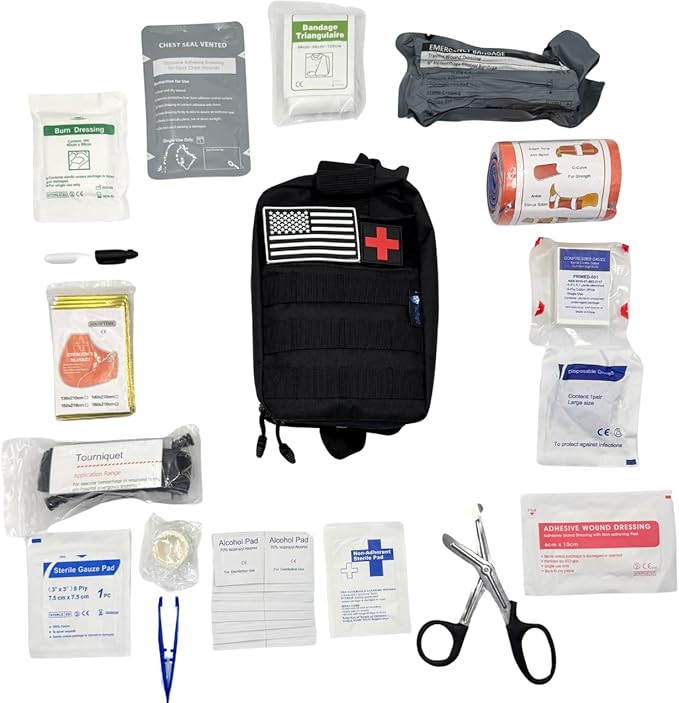 Trauma Survival Kit V2 | Compact Waterproof Emergency Kit with 82 Pieces | Military-Grade Survival Gear for First Aid, Outdoor Adventures, and Emergency Preparedness