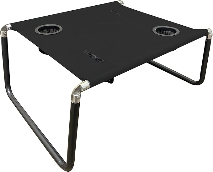 Neso Beach Table - Lightweight, Portable and Foldable Table for Beach, Camping and Outdoor Adventures - Stable Surface - with Cup Holder for Drinks and Phone Pockets - Black