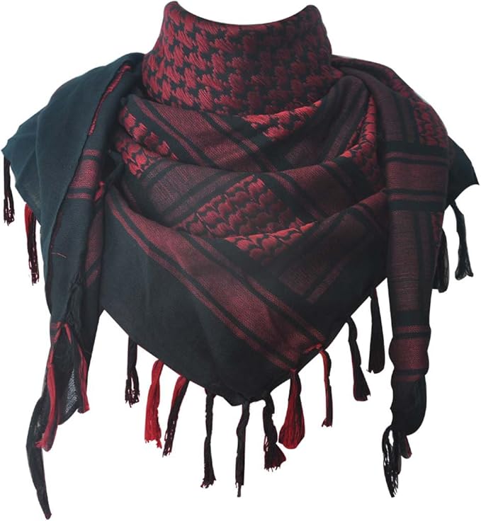 Explore Land Cotton Shemagh Keffiyeh Tactical Desert Scarf Neck Head Wrap with Tassel for Men Women