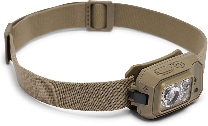 BLACK DIAMOND Storm 450 Headlamp | 450 Lumens Brightness | Waterproof & Dimmable | 3X AAA Battery Operated (Included | Camping, Hiking, Running | Ops Dark Tan