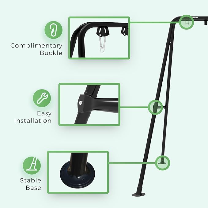 G TALECO GEAR Hammock Chair Stand,Heavy-Duty Steel 300LBS Multi-Use Hammock Stand for Outdoor Indoor, Swing Chair not Include (Black)