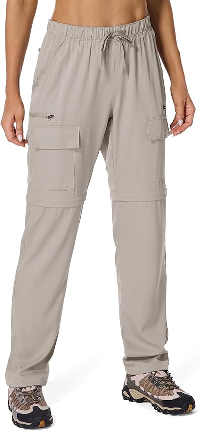 Womens Hiking Pants Convertible Quick Dry Stretch Lightweight Zip Off Outdoor Safari Pants with Cargo Pockets