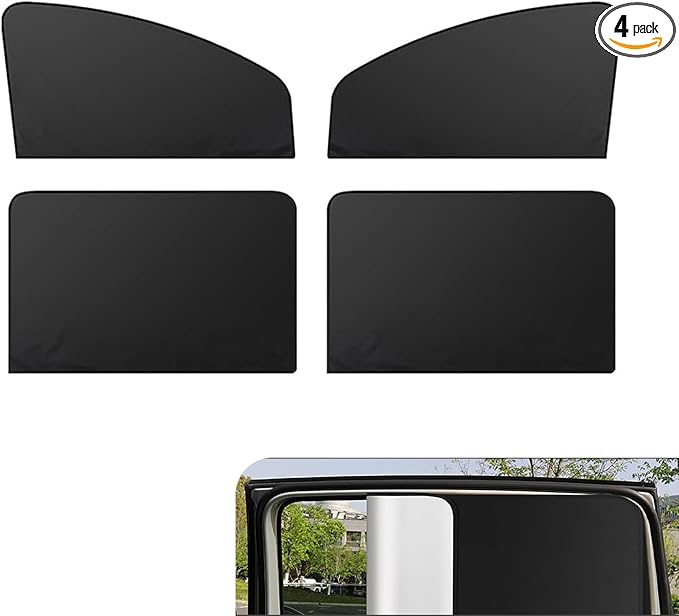 Shakas Side Window Sunshade, Blackout Titanium Silver Cloth Foldable Not Blocking Rearview Mirror View Front and Rear Side Window Glass Sunshade, Four Seasons Universal Accessory, for Cars (Black)