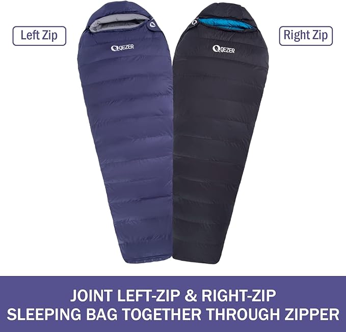 Down Sleeping Bag for Adults, 0°F 10°F 15°F 20°F 600 Fill Power Mummy Lightweight Compact Cold and Warm Weather Backpacking Sleeping Bag for Camping Hiking Outdoor All Seasons