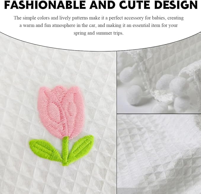 Car Side Window Sun Shade Privacy Curtain for Baby, Suction Cup Window Shade, 25"x18" Car Cartoon Sunshade Protector Heat Blocker Cover, Privacy Curtain for Kids Women (Five Tulips)