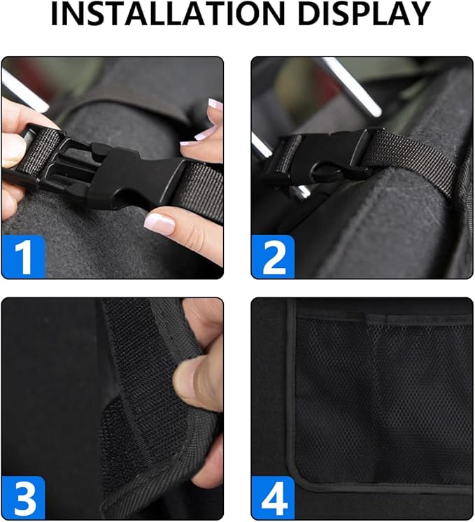 Mandark Car Trunk Organizer, Super Capacity Vehicle Hanging Backseat Cargo Storage Bag with Robust Elastic Net, Detachable Auto Seat Back Organizing Bag, Universal for SUV, Truck, RV（Black/Black）