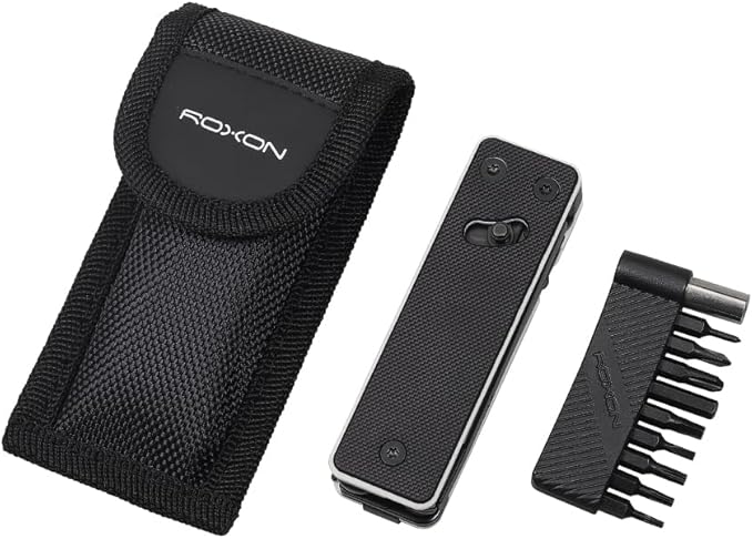 ROXON KS2 Elite Noir Blanc Edge D2 Blade 13 in 1 Mini Multi Tool function pocket knife with big scissor, G10 handle and Pocket clip, good for Camping/Emergencies/EDC Multitool (D2 Steel Blade)