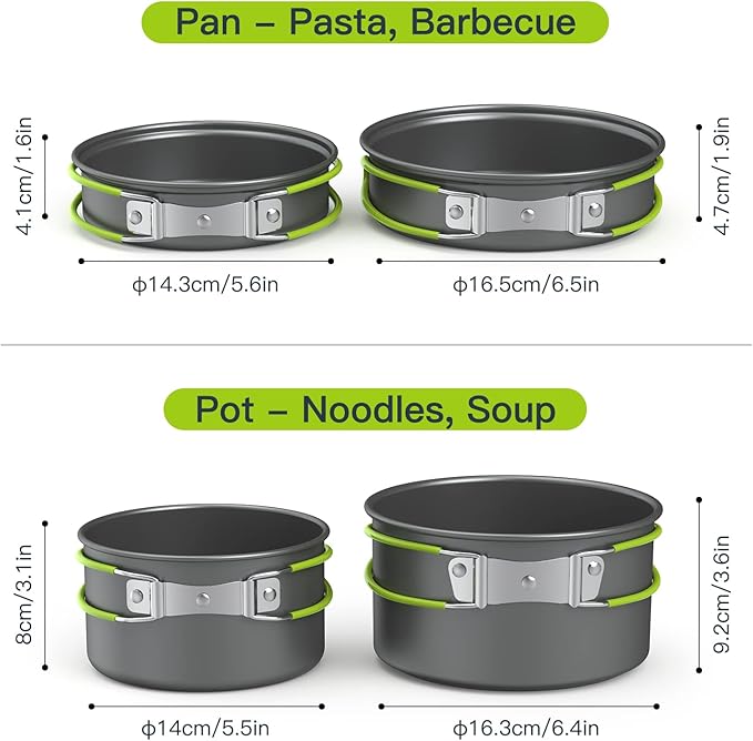 Lixada Camping Cookware Set,11PCS Camping Cookware Mess Kit with Non-Stick Lightweight Pot Pan Bowls Set for Outdoor Camping Backpacking Outdoor Picnic