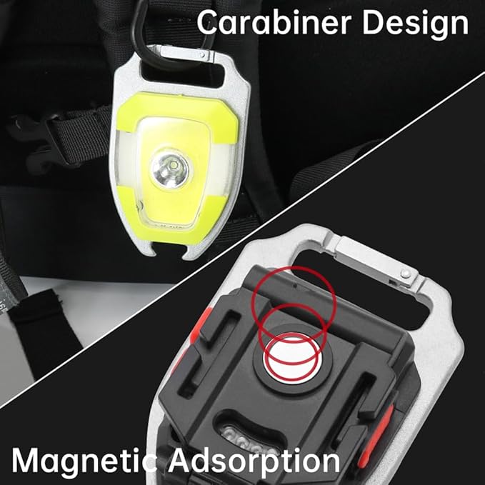 BY-J LED Small Flashlight, Snap-on Key Chain Light, COB Multi-Function Mini Work Light, 600 Lumens Rechargeable, 7 Lighting Modes with Fire Starter, Seat Belt Cutter, Screwdriver, Whistle, Yellow