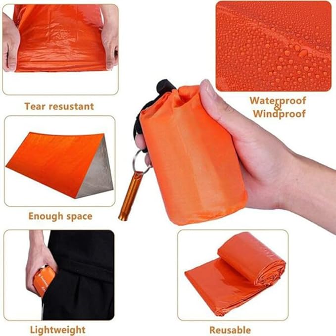 Emergency Sleeping Bag, 84"X36" Waterproof Survival Emergency Sleeping Bags for Survival, Pocket Size Survival Blanket, Thermal Bivy Sack for Outdoor Camping, Hiking