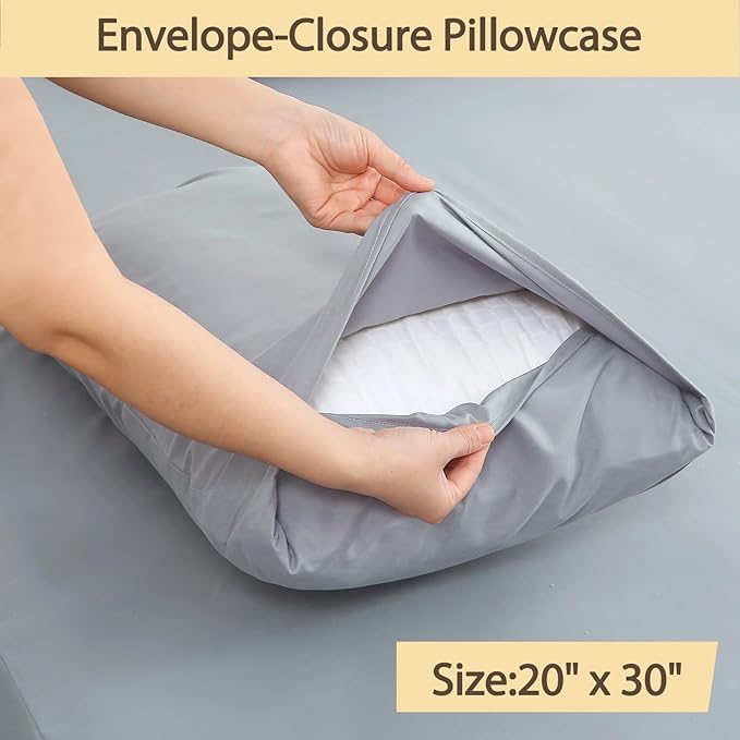 Air Mattress Sheet Set Queen Size,6 Piece Deep Pocket Bed Sheet Set for 16-24 Inch Air Bed,Easy Inflate Access,Perfect for Guest Room, RV, Camping,Gray