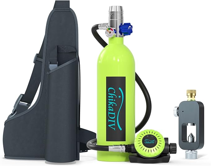 Mini Scuba Tank with 1L Capacity Lung Tank–DOT Certified Dive Portable Lungs for Snorkeling and Underwater Breathing