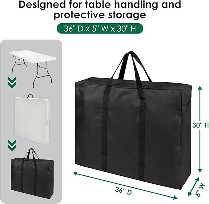 Folding Table Storage Bag, Portable Carry Bag for 6FT Folding Picnic/Camp Tables, Waterproof Folding Tailgate Table Bags - 36" D x 5" W x 30" H