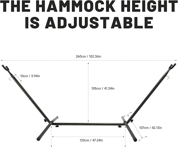 Hammock with Heavy-Duty Steel Stand for Outside，Hammocks 450 Lb Capacity，Portable Hammock，2 People Standing Hammocks，Suitable for Beach，Backyard, Gardens, Patio, Bedroom，100 * 40 * 38 Inch (Coffee)