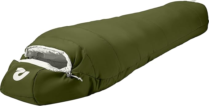 Retrospec Dream Mummy Sleeping Bag - 5, 15, & 30°F Cold Weather Camping & Travel Essential Gear with Water - Resistant Shell & Synthetic Fill - Zippered Pocket & Stuff Sack