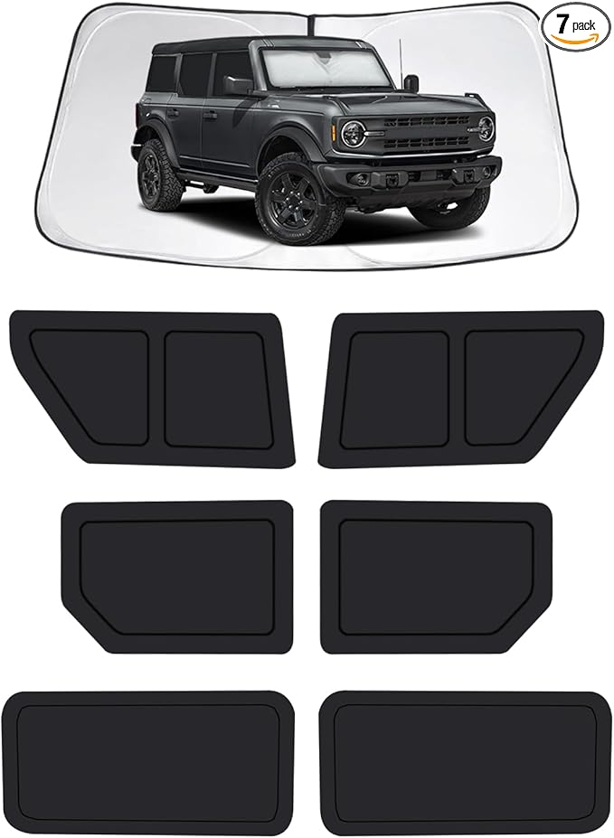 Car Window Shades for Ford Bronco（4-Door，no for Sport） 2021-2025, Full Car Window Covers for Privacy, Sunshades for Bronco Front Rear Windshield Side Windows to Block UV and Protect Privacy(7pcs)