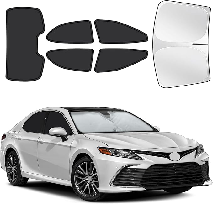 for Toyota Camry 2018-2024 Car Window Shades, 8pcs Privacy Sun Shade Set for Front Windshield Side and Rear Windows, Full Window Covers Keeps Vehicle Cool for Camping Napping