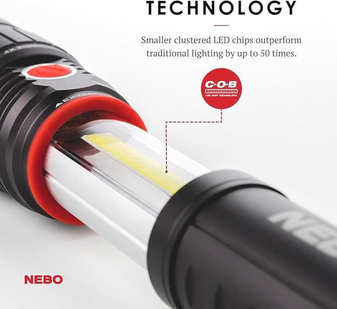 NEBO SLYDE+ Flashlight (2nd Gen) | 400 Lumens, 7 Light Modes, Bright COB Work Light & LED Tactical Flashlight, Magnetic Base, Great for Camping, Water Resistant, Includes 4x AAA Alkaline Batteries