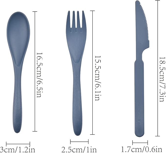 Knives Spoons and Forks Set, Wheat Straw Cutlery Set, Reusable Flatware Set for 5, Utensils for Party, Travel, Work, Picnic, Camping or Daily Use