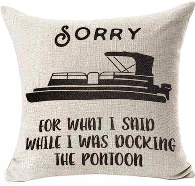 Throw Pillowcases Pontoon Boat Pillow Covers for Couch Sofa Chair 18x18inch Funny Gifts Square Linen Machine Washable Removable Two Side Invisible Zipper (Pontoon, 18in x 18in)