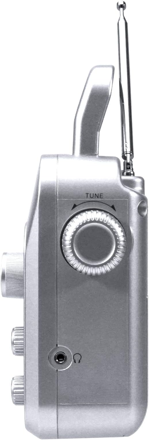 Retekess TR604 AM FM Radio Portable Transistor Analog Radio with 3.5mm Earphone Jack Battery Operated Boombox by 3 D Cell Batteries or AC Power (Silver, AM FM)