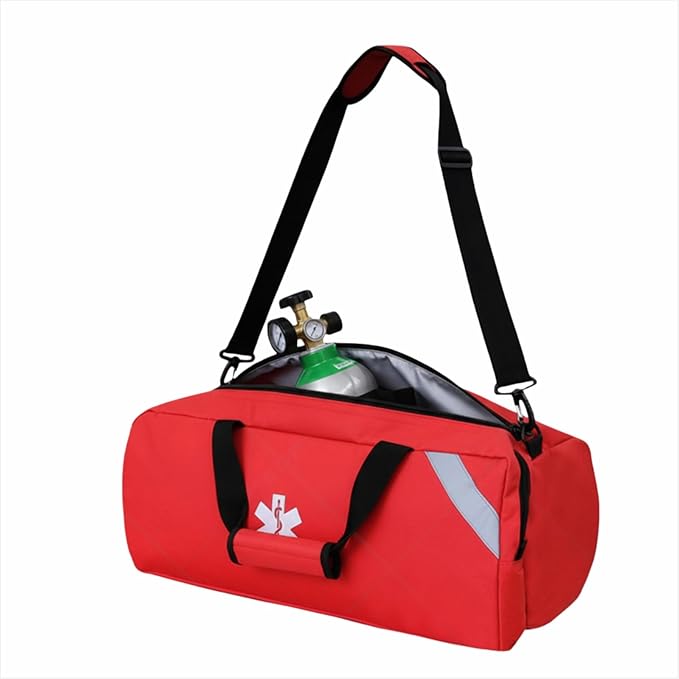 Oxygen Tank Carry Bag, Large Capacity Outdoor Emergency Cylinder Storage Shoulder Bag for Field Use and Transport (Red)