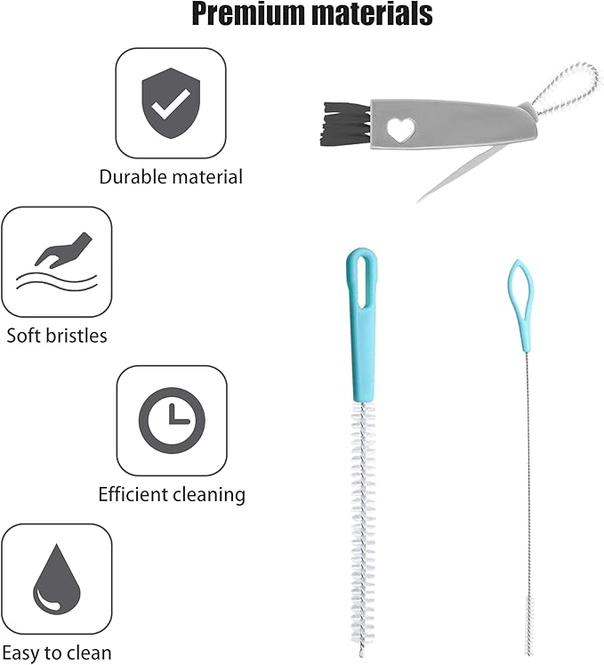 3 in 1 Vacuum Cup Lid Brush,Multifunctional Water Bottle Cap Cleaner,Kettle Cover Cleaning Tools,Top and Gap Clean Gadget,Thermos Washer Remover,Portable Mini Scrubber,with Nylon Straw Washing Kit