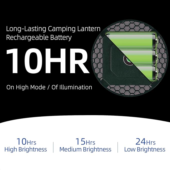 Ultra-Bright 4000LM LED Camping Lantern – USB-C Bidirectional Rechargeable, Stepless Dimming, 3 Color Modes, Magnetic Hook & Flat Base, IPX5 Waterproof, Glamping, Hiking, Power Outages & Backyard