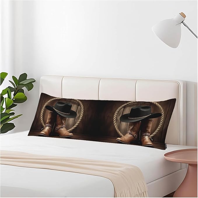 Decorative Body Pillow Covers 20x54inch Cowboy, American Western Cowboy Boots Super Soft Body Pillow Case Cushion Cover Wrinkle Fade Body Pillowcases for Bed/Sofa/Couch/Patio/Balcony