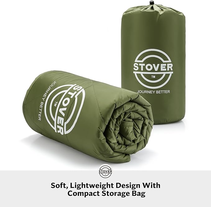 STOVER Outdoor Waterproof Fleece Travel Blanket for Camping, Picnics, Stadiums, Sports, the Beach– Warm, Windproof, Compact, Lightweight & Sand-Resistant (Olive Green)