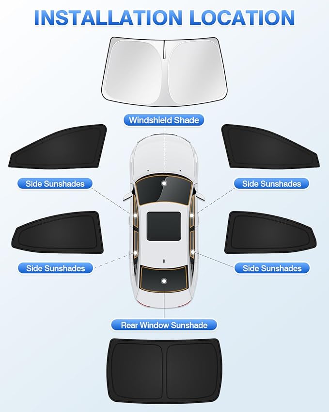 Canvcle Sunshades for 2025 2026 Toyota Camry Accessories Windshield Sun Shade Side Rear Window Shade Cover Sun Visor Shield Privacy Protection Keep Vehicle Cool Black 6PCS