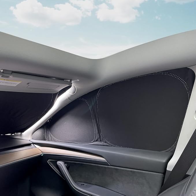 TESBEAUTY Upgraded Camping Privacy Curtain 8-Piece for Tesla Model Y Camping Shades Privacy Screens Tesla Model Y Sunshades UV Blocker Darker Thicker 5-Layer Material Tesla Accessories Foldable